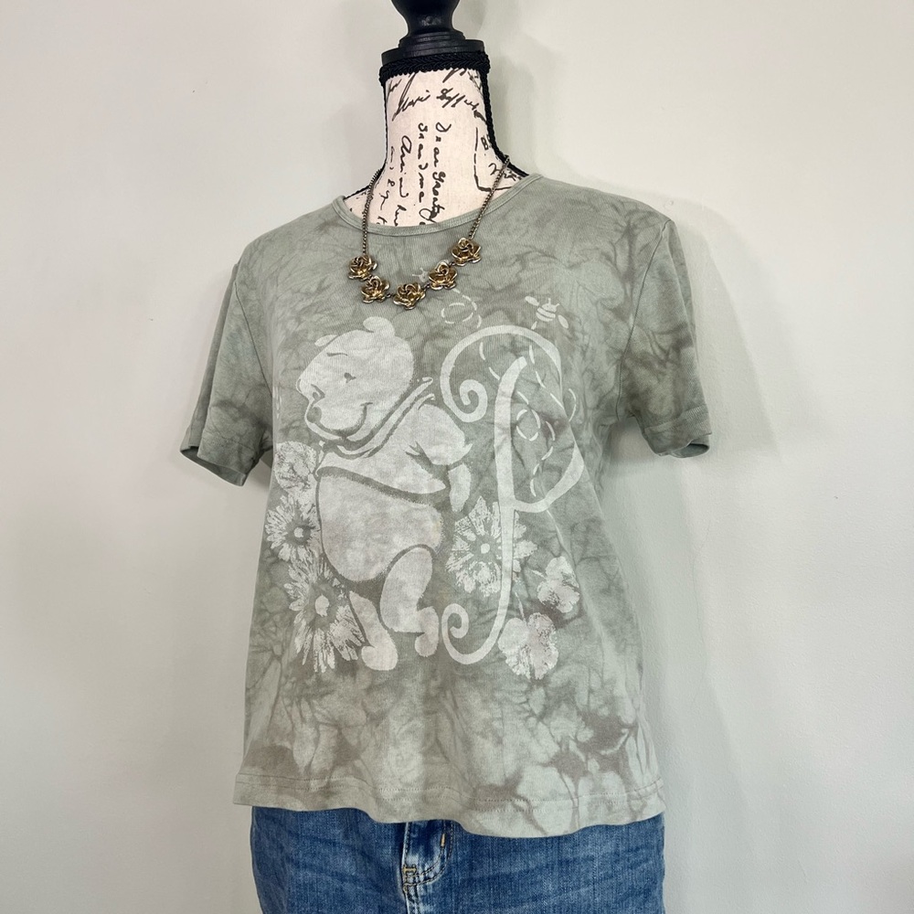 Y2K Winnie the Pooh Graphic Tee | Green Tie Dye Disney Shirt